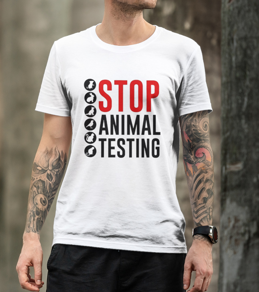 STOP Animal Testing Protest Message With Animal T-Shirt