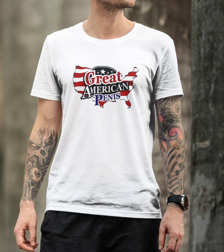Great American Penis USA Map Flag Stars T-Shirt
