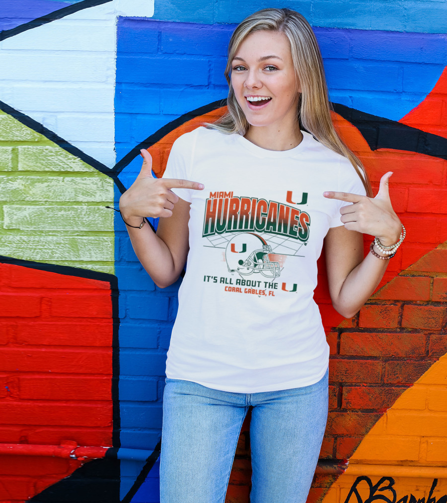 Miami Hurricanes Football Helmet It's All About The U Coral Gables 2026 T-Shirt