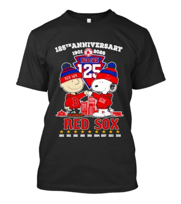 Charlie Brown Snoopy Peanuts Red Sox 125th Anniversary 1901 2026 T-Shirt