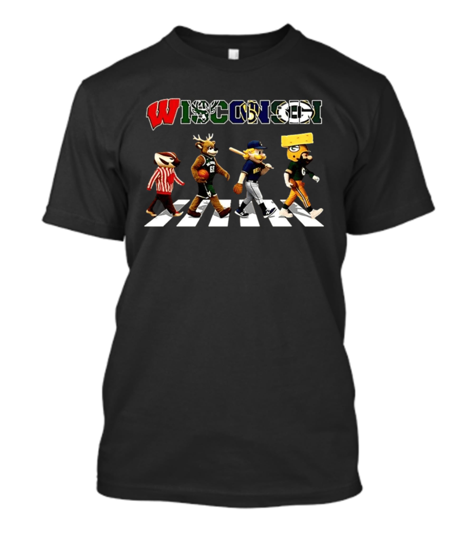 Wisconsin Badgers Bucks Brewers Packers Abbey Road T-Shirt