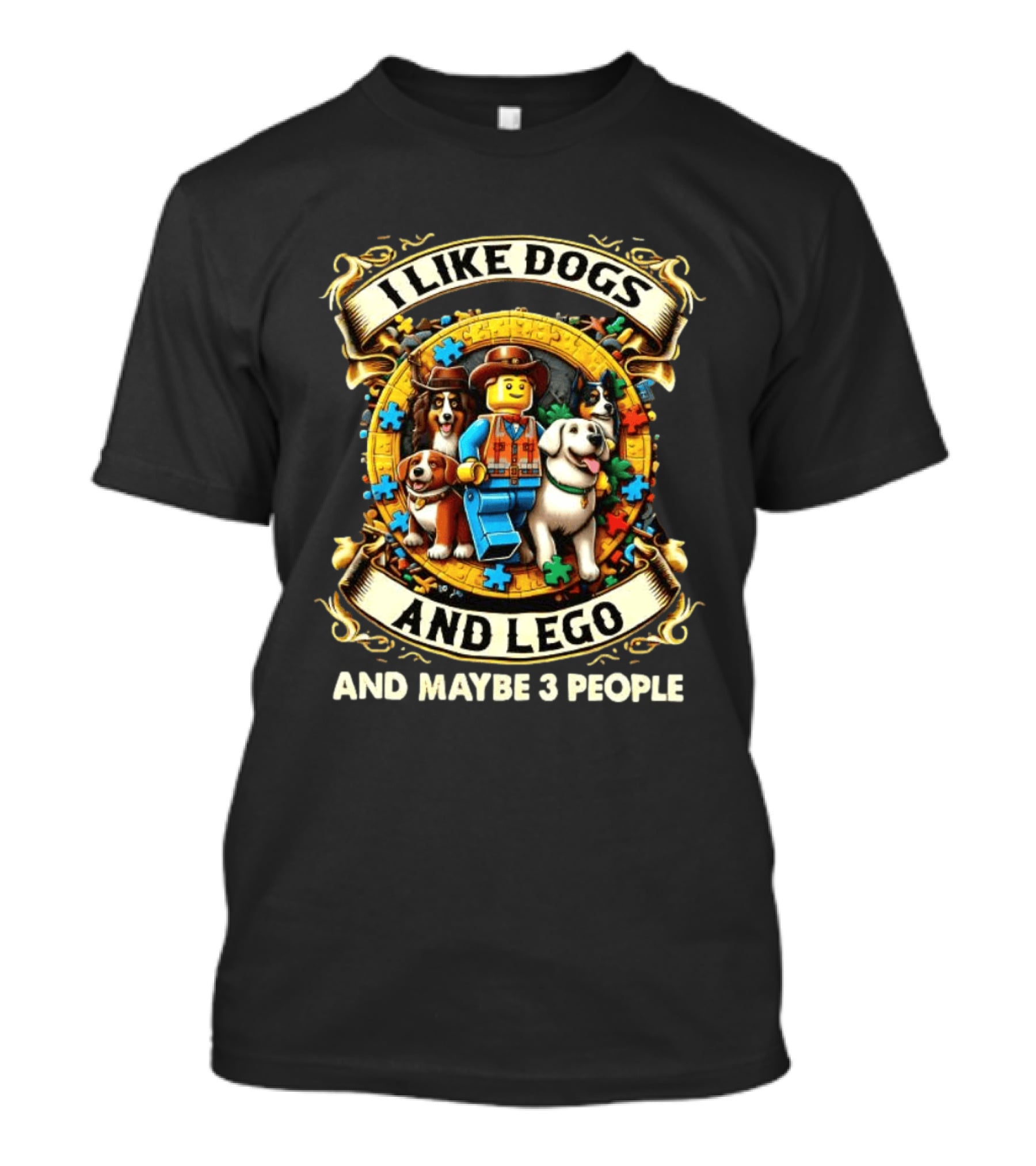 I Like Dogs And Lego Cowboy And Maybe 3 People T-Shirt
