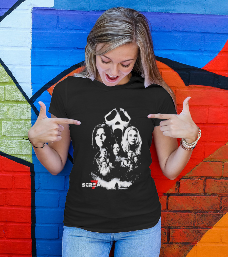 Scream 7 30th Anniversary Kill Tour 2026 Ghostface Mask Collage T-Shirt