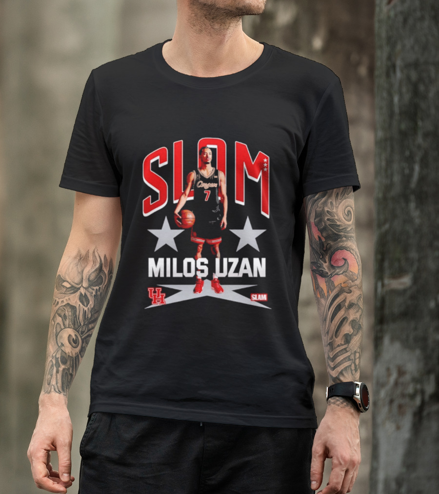 Slam Milos Uzan Remix Houston Cougars Basketball UH Stars T-Shirt