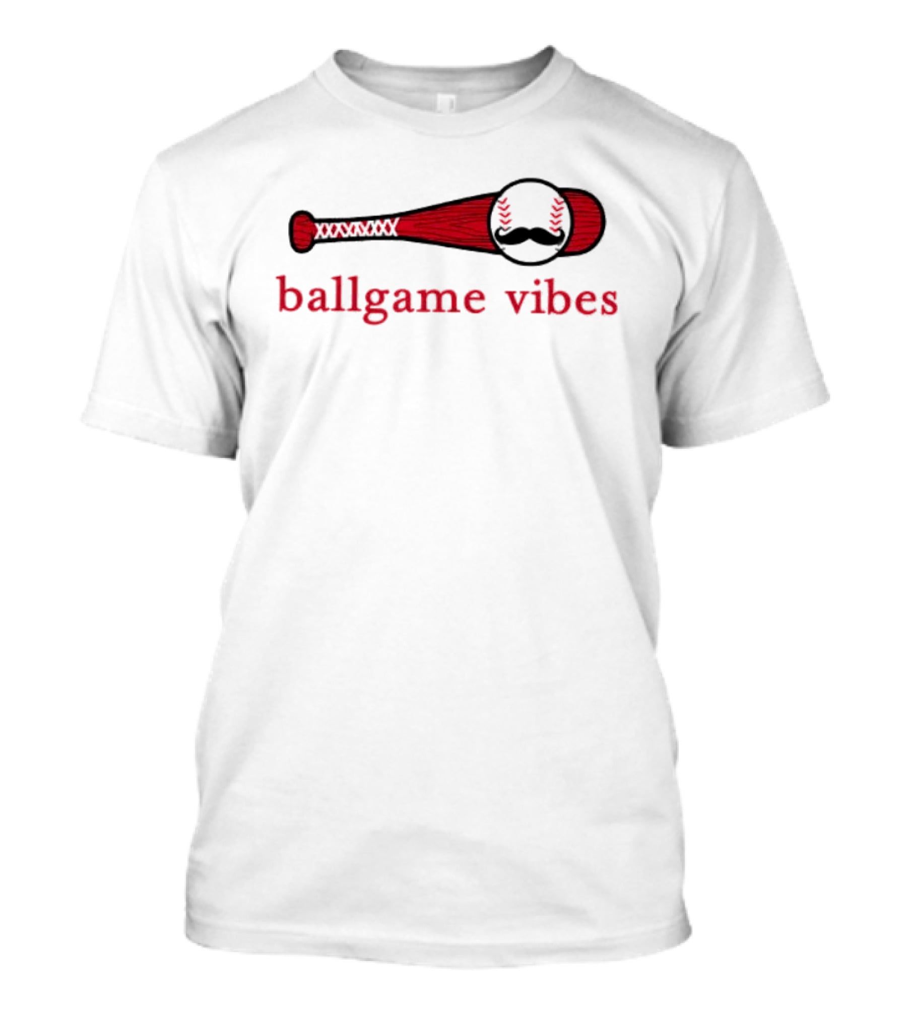 Ballgame Vibes Bat Baseball Mustache T-Shirt