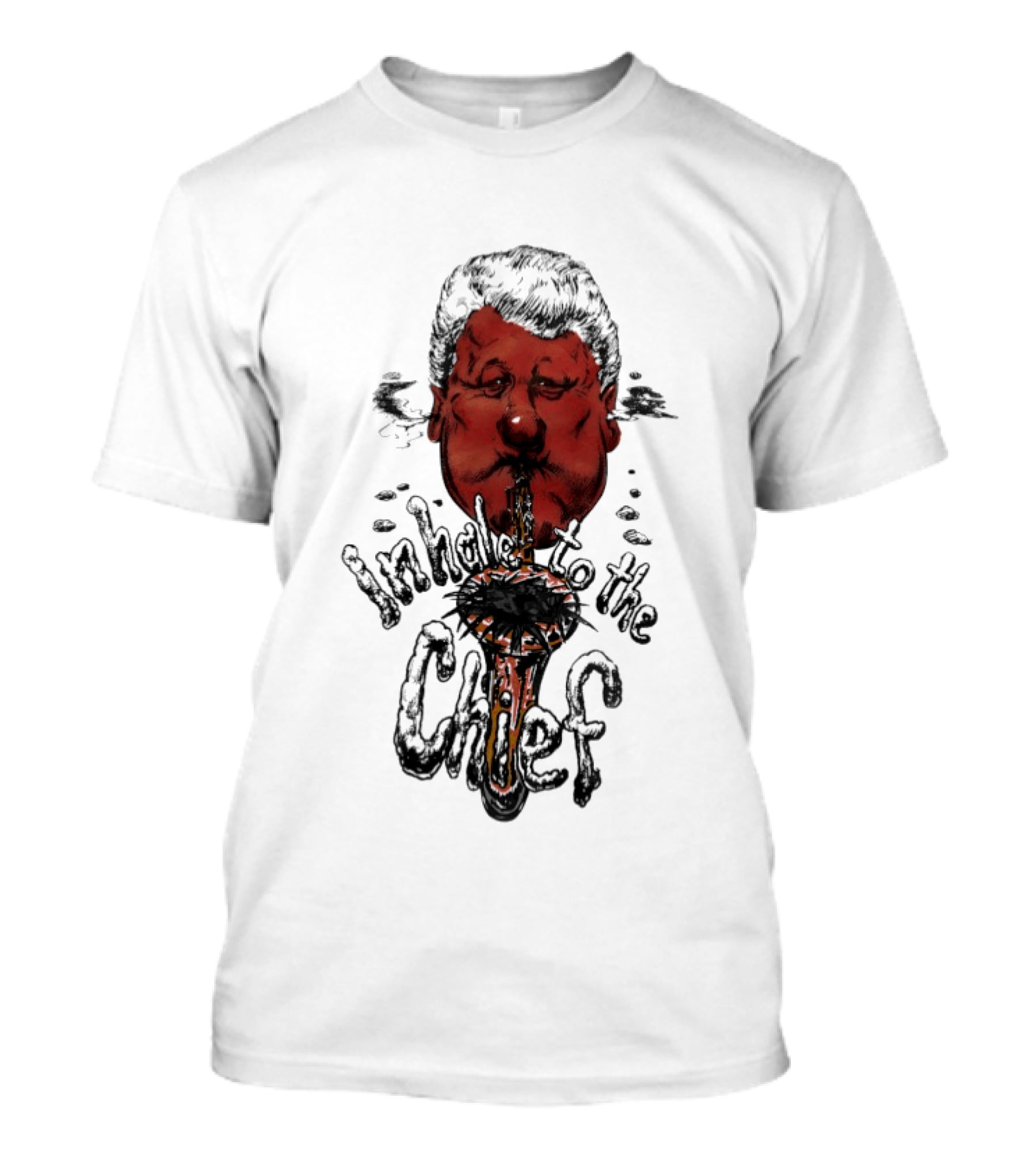 Inhale To The Chief Bill Clinton Caricature Smoking Pipe T-Shirt