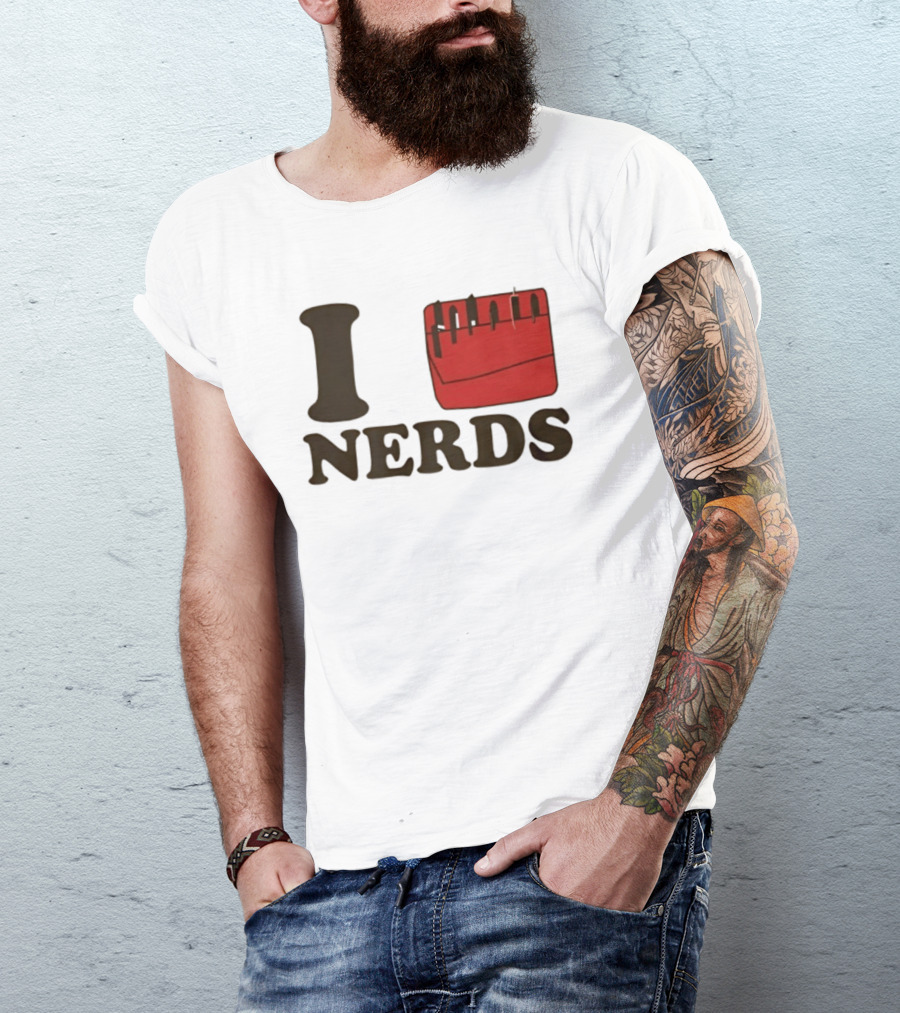 I Heart Red Pocket Nerds Cat Valentine T-Shirt