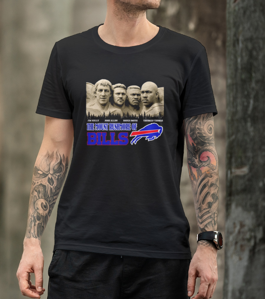 Jim Kelly Josh Allen Bruce Smith Thurman Thomas The Mount Rushmore Of Buffalo Bills T-Shirt