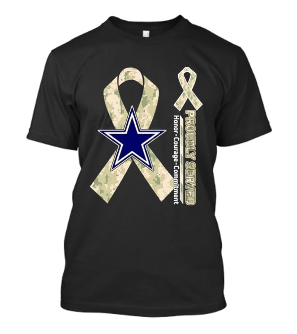Dallas Cowboys Camouflage Ribbon Honor Courage Commitment T-Shirt