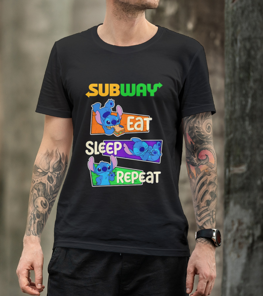 Subway X Stitch Eat Sleep Repeat T-Shirt