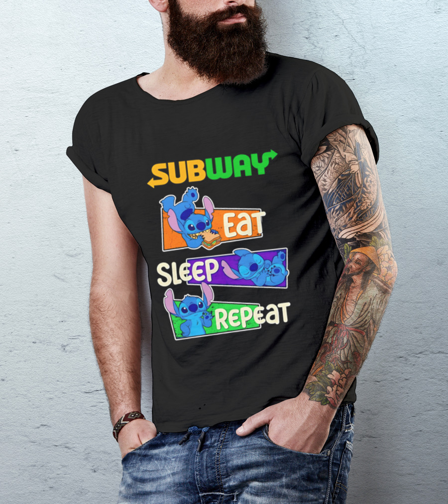 Subway X Stitch Eat Sleep Repeat T-Shirt