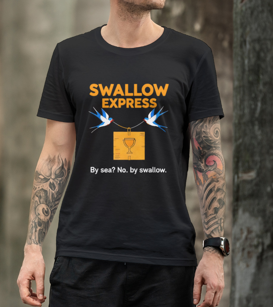 Swallow Express By Sea No By Swallow Classic Birds Carrying Orange Box T-Shirt