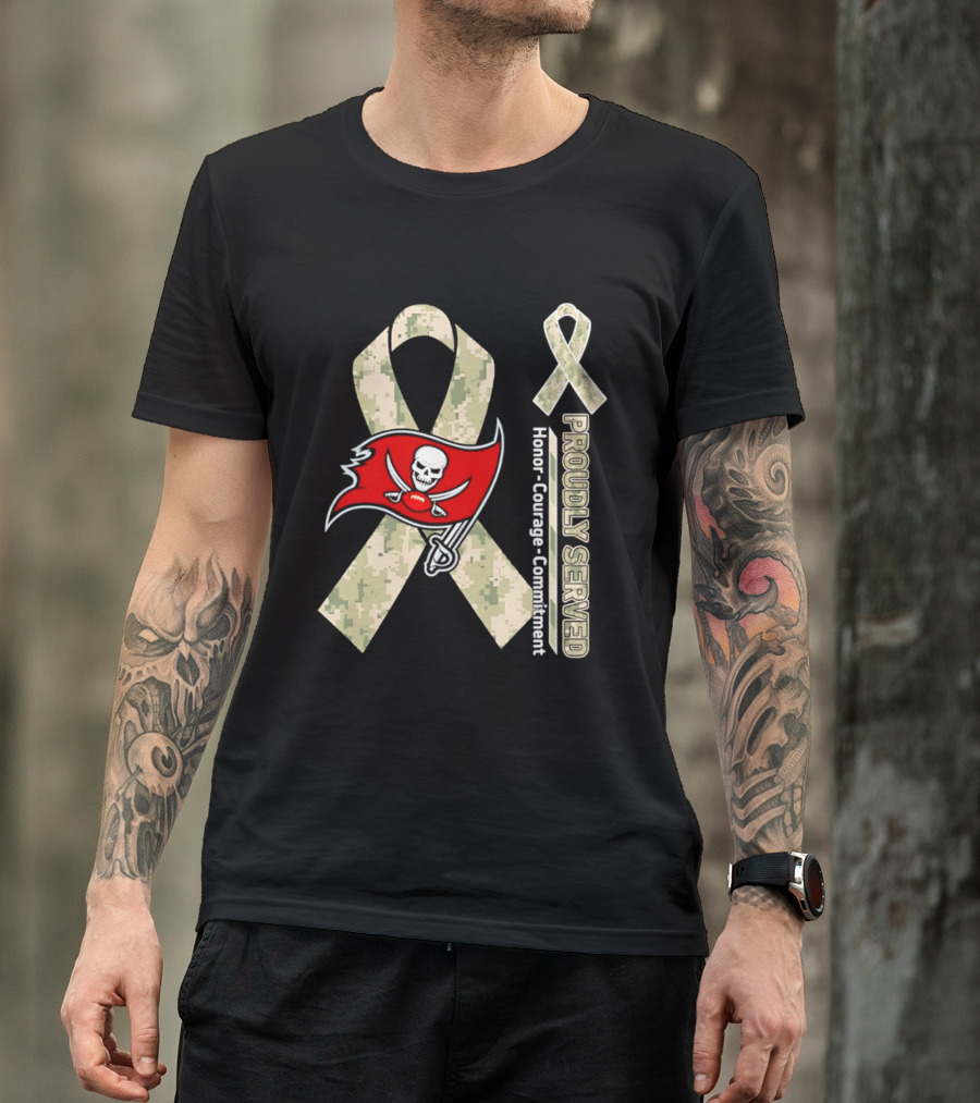 Tampa Bay Buccaneers Proudly Served Military Support Honor Courage Commitment Ribbon T-Shirt