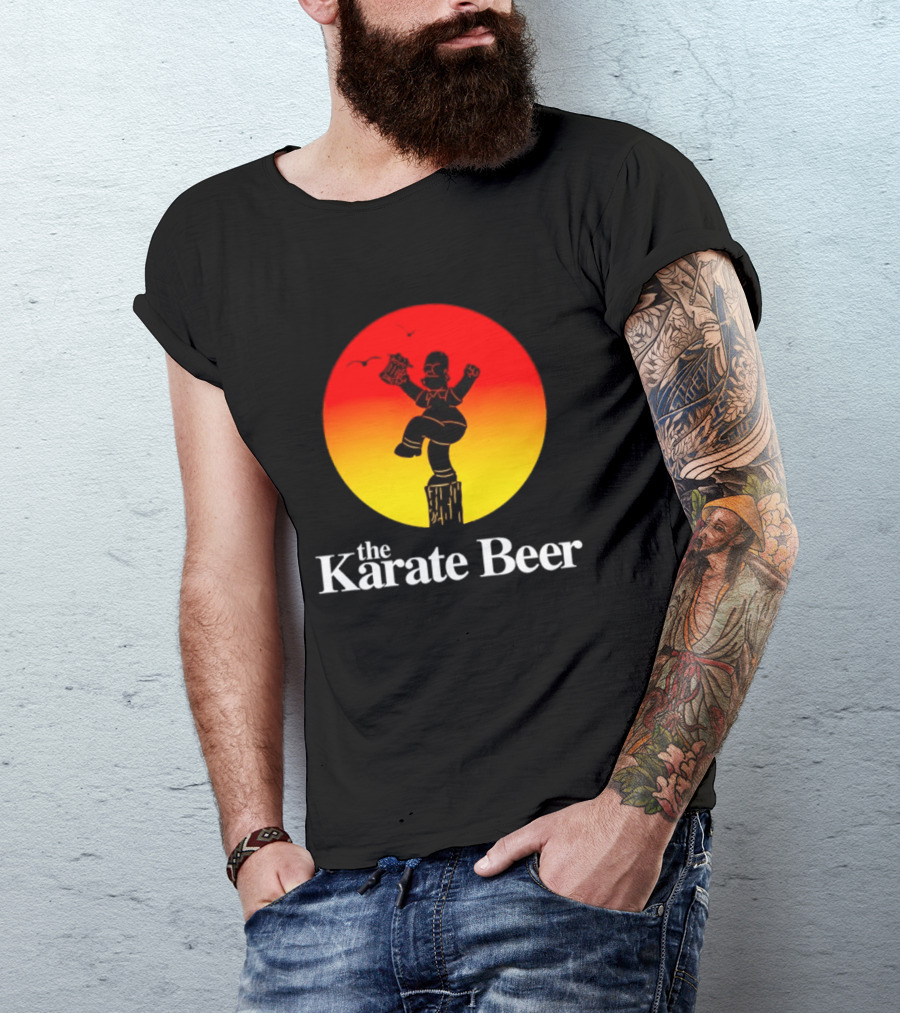 The Karate Beer Sunset Crane Pose Beer T-Shirt