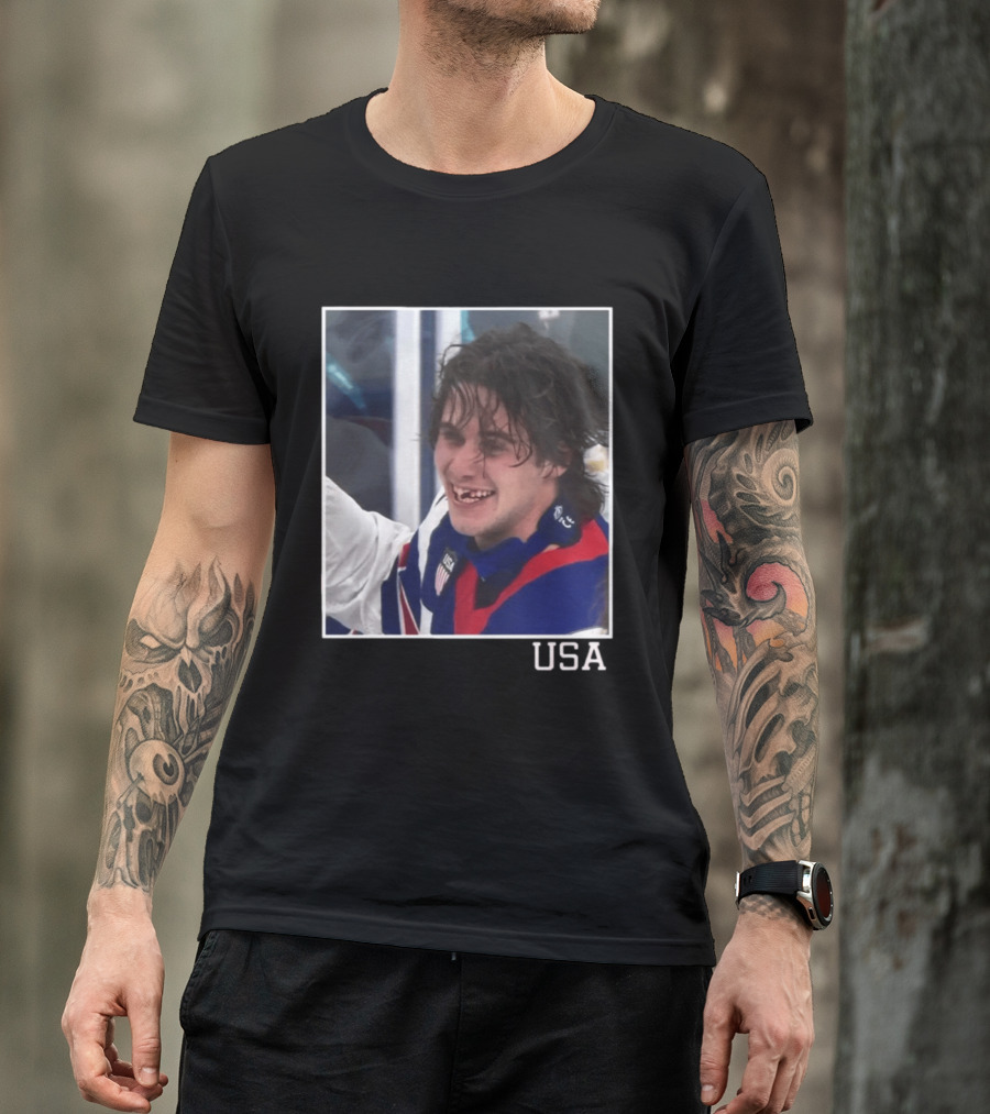 Jack Hughes USA Hockey Toothless Smile T-Shirt
