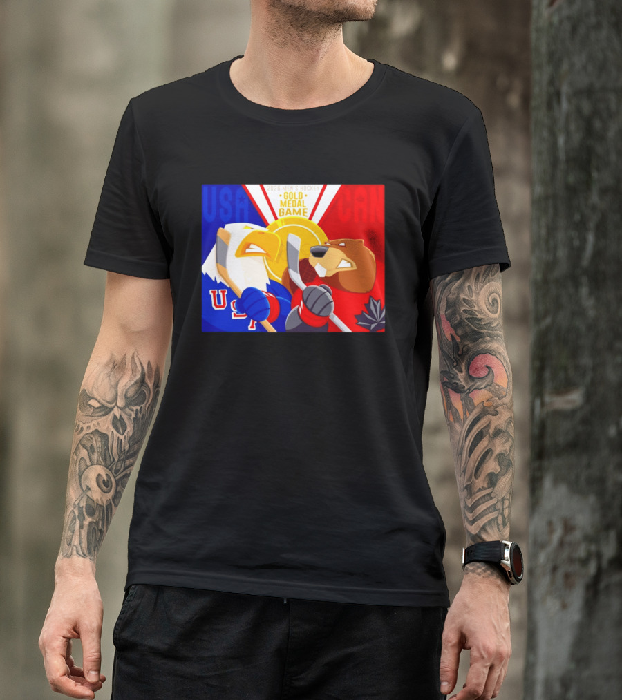 USA Vs Canada 2026 Men's Hockey Gold Medal Game Eagle Vs Beaver Showdown T-Shirt