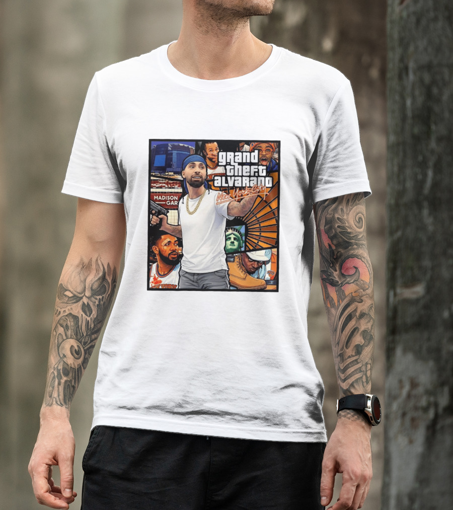 Grand Theft Alvarado New York City Madison Square Garden Statue Of Liberty T-Shirt