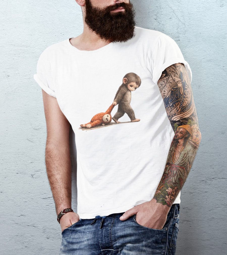 Monkey Baby Dragging Toy Monkey T-Shirt