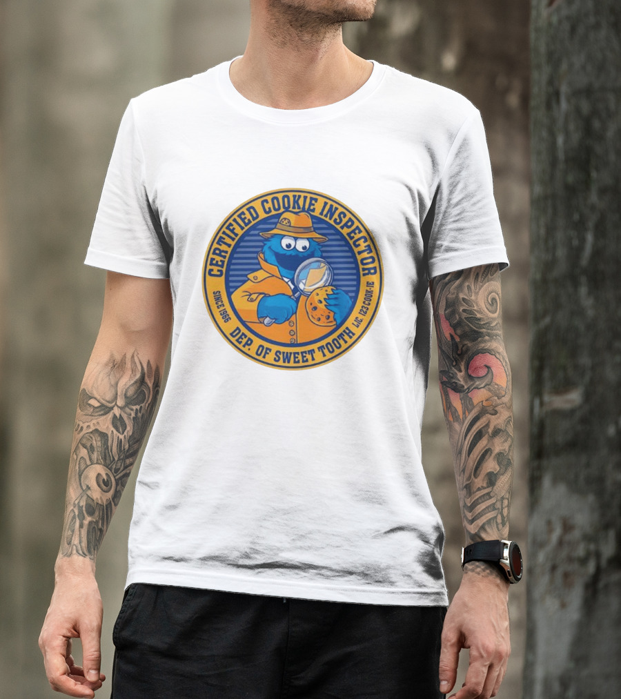 Certified Cookie Inspector Cookie Monster Since 1996 Dept Of Sweet Tooth T-Shirt