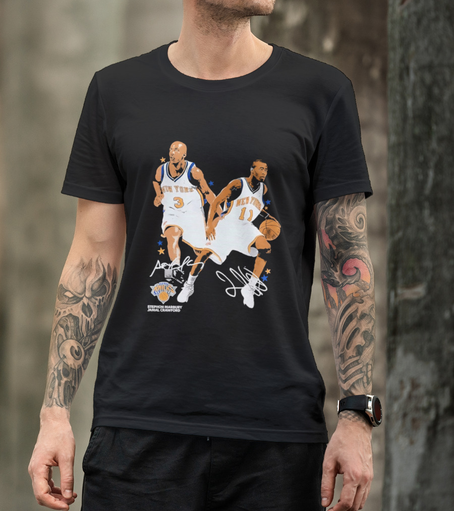 Stephon Marbury Jamal Crawford New York Knicks 3 11 Signatures T-Shirt