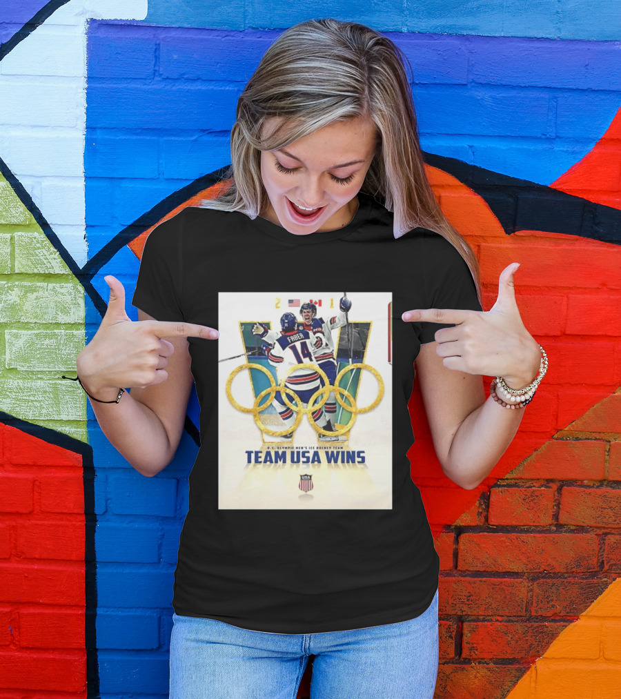 O.S. Olympic Men's Ice Hockey Team USA Wins Gold Against Canada 2 1 T-Shirt