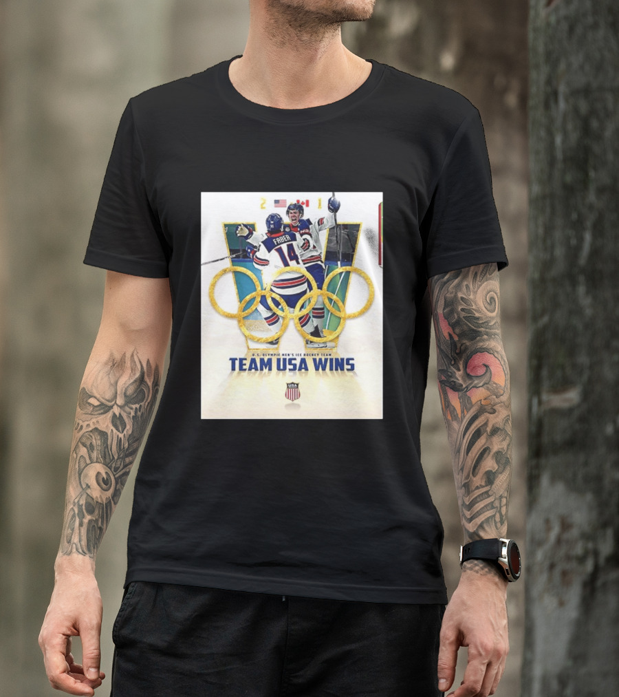 O.S. Olympic Men's Ice Hockey Team USA Wins Gold Against Canada 2 1 T-Shirt