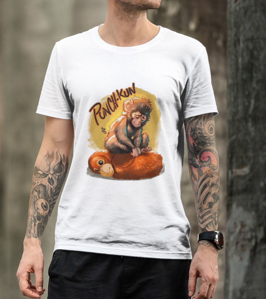 Punch Kun Sad Monkey Hugging Orange Figure T-Shirt