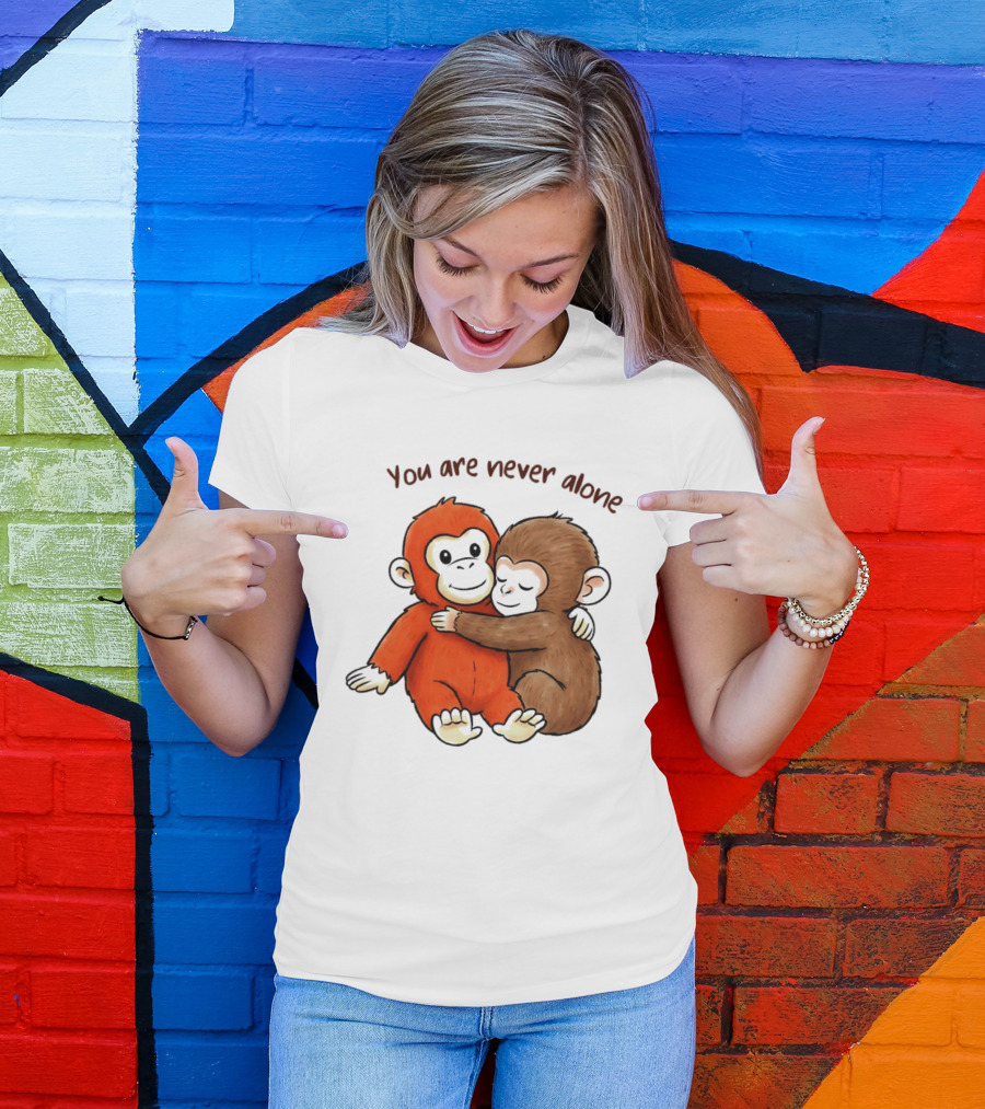 Punch The Monkey Panchi Kun You Are Never Alone Hugging Friends T-Shirt