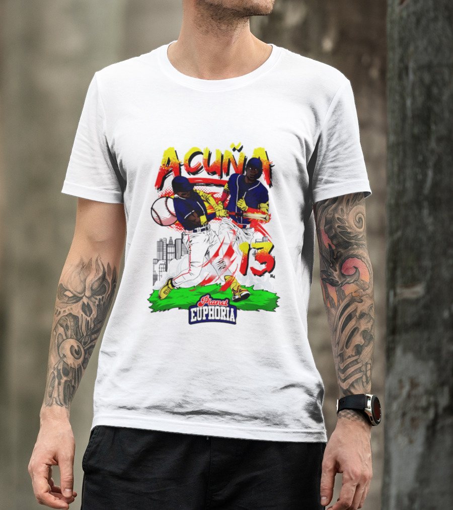 Acuna Euphoria Atlanta Braves 13 Hand Drawn T-Shirt