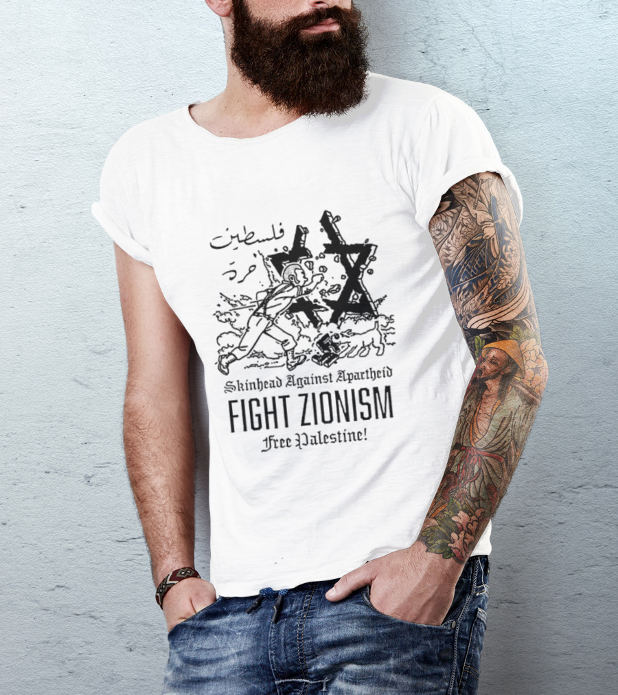 Skinhead Against Apartheid Fight Zionism Free Palestine T-Shirt