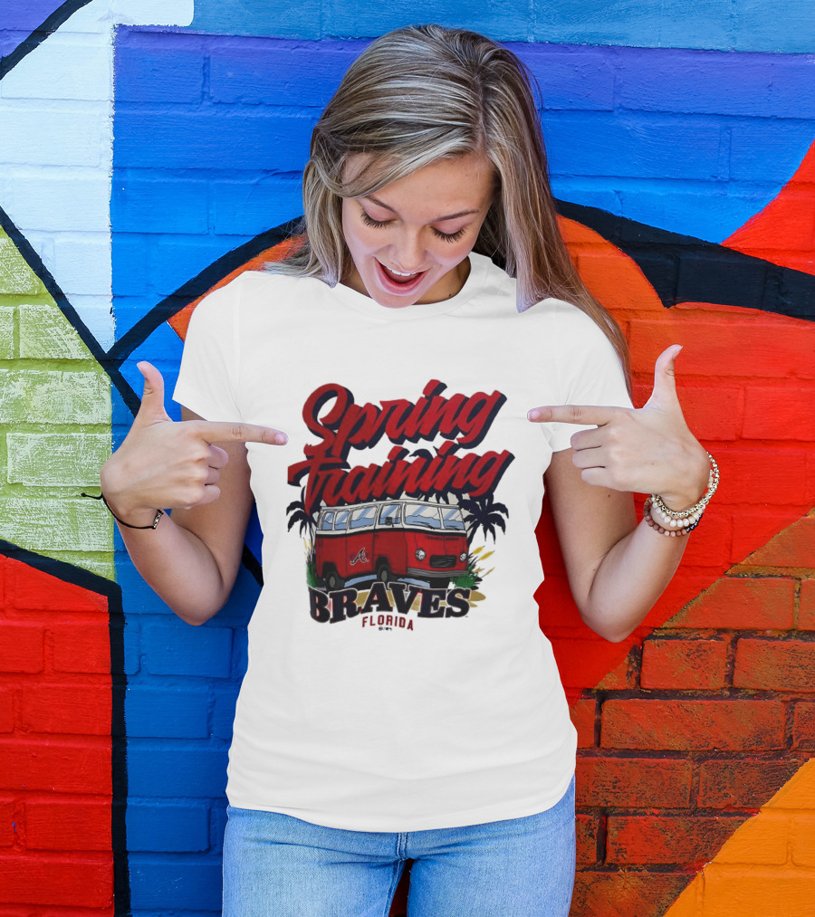 Spring Training Braves Florida Vintage VW Bus Palm Trees T-Shirt