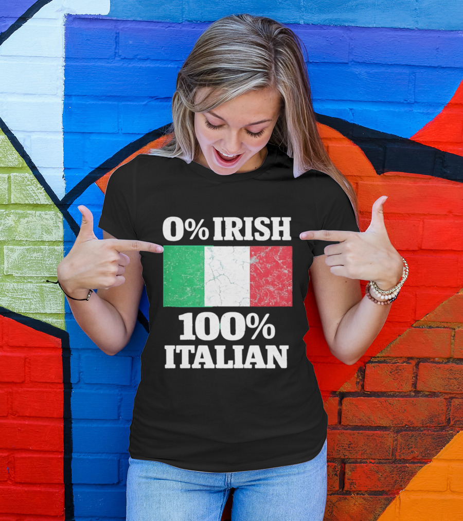 0 Irish 100 Italian Flag Heritage Pride Italy T-Shirt