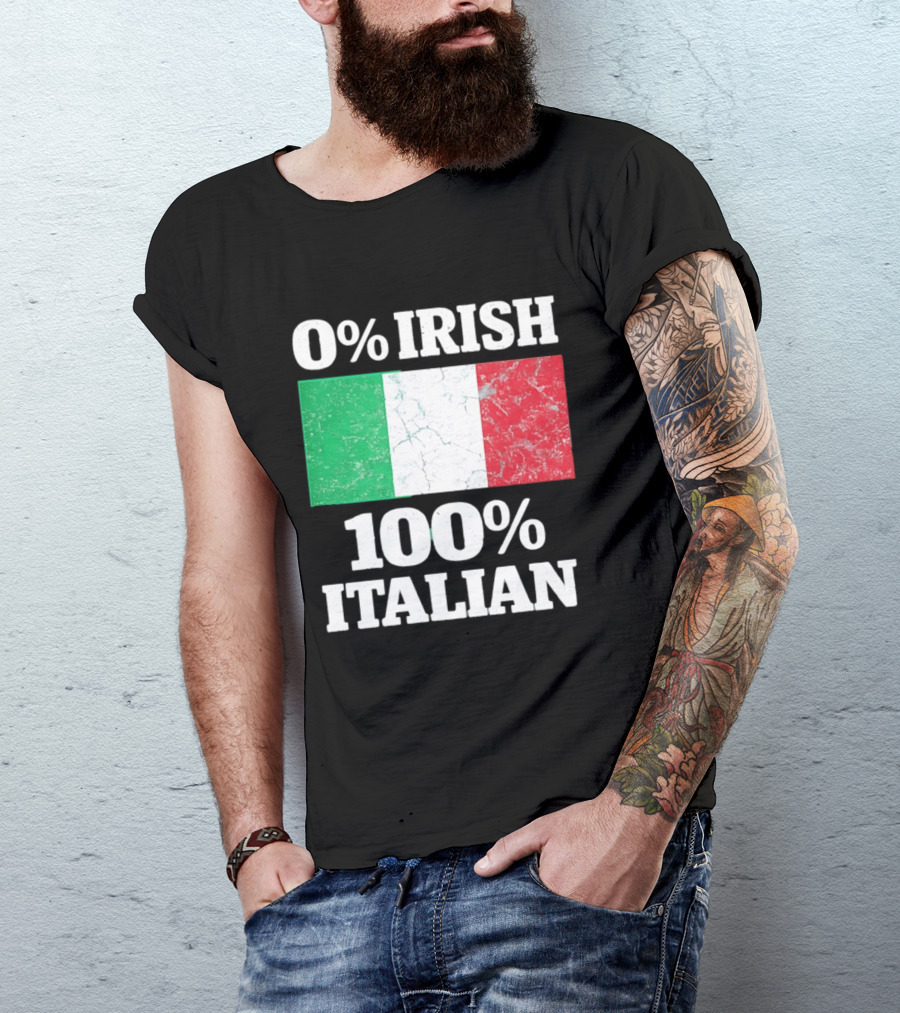 0 Irish 100 Italian Flag Heritage Pride Italy T-Shirt
