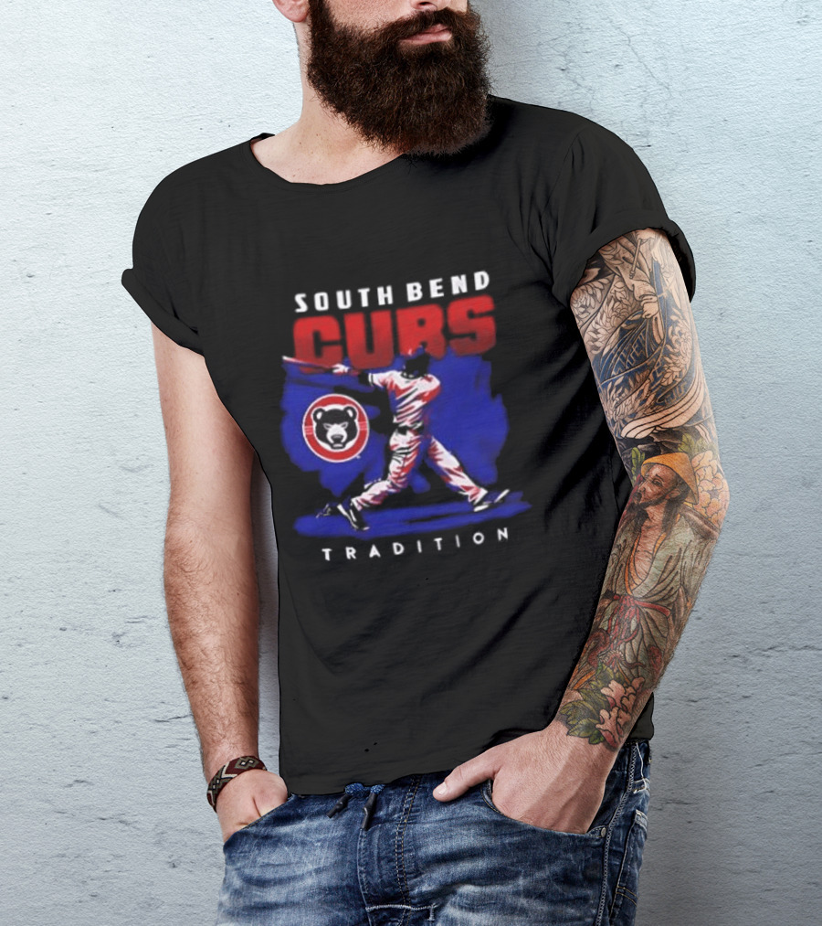 South Bend Cubs Tradition Vintage Baseball Player T-Shirt