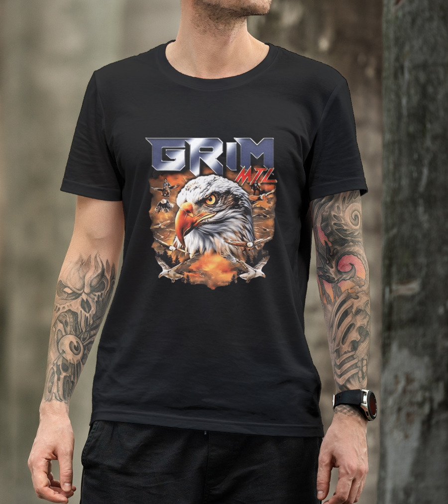 Grim MTL Bald Eagle Fierce Wildlife Scene T-Shirt