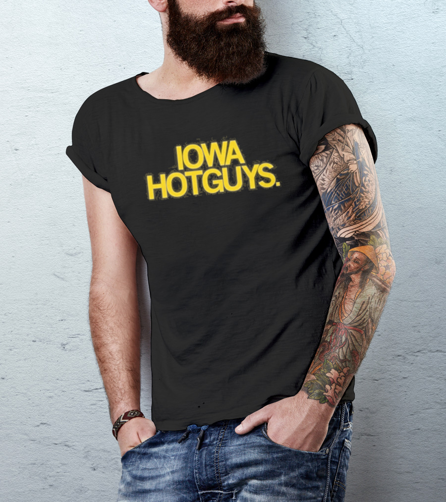 Iowa Hotguys Bold Yellow Typography Pullover T-Shirt