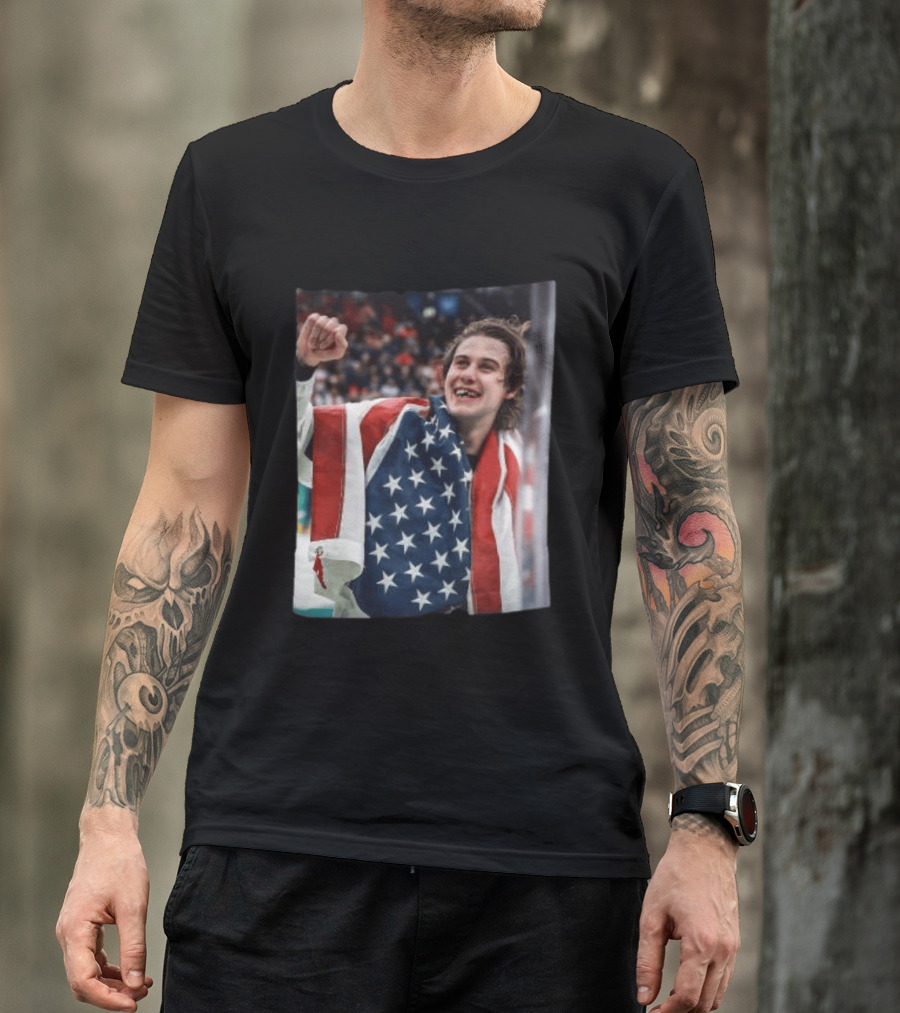 Jack Hughes USA Hockey Celebrates Gold Victory T-Shirt
