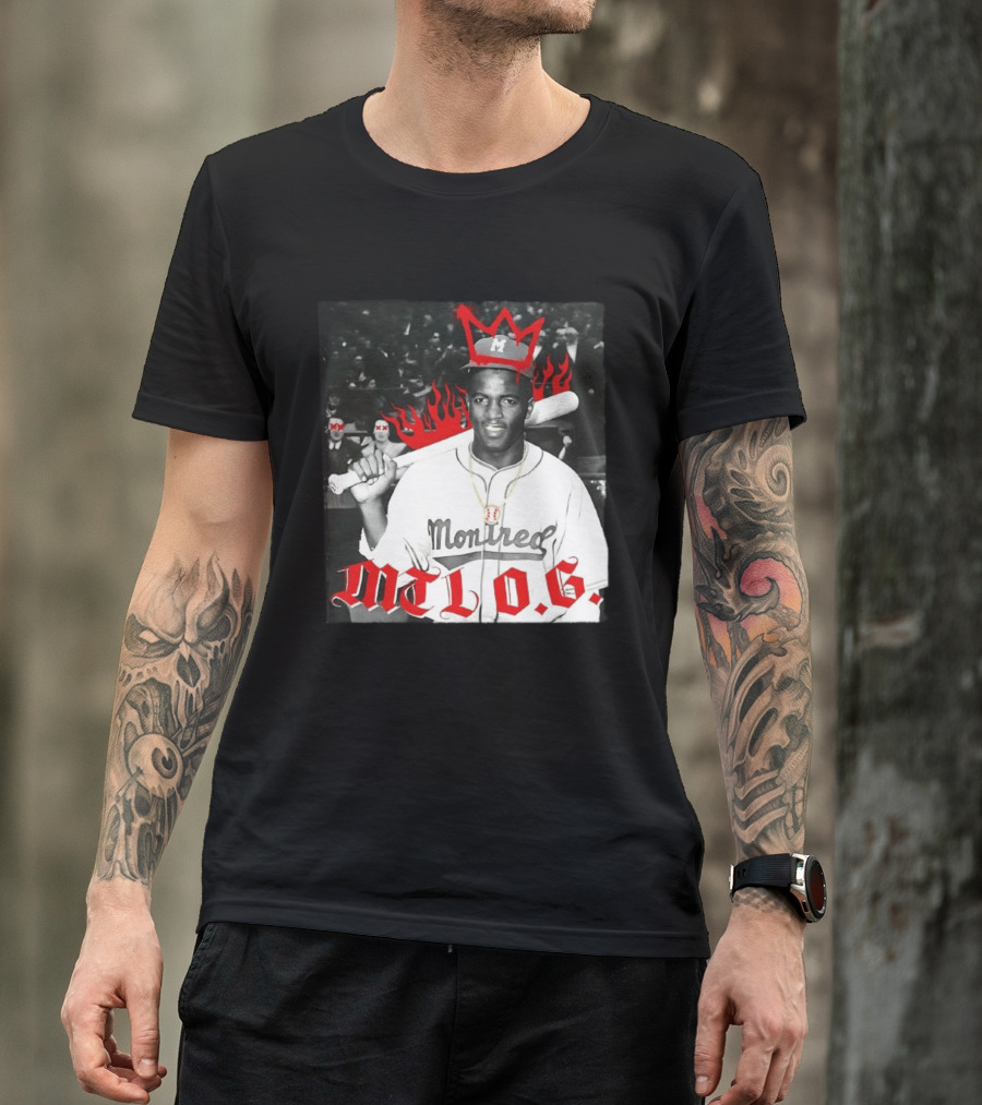 Jackie Robinson Montreal MTL O.G. Baseball Legend Icon Red Crown Flames T-Shirt