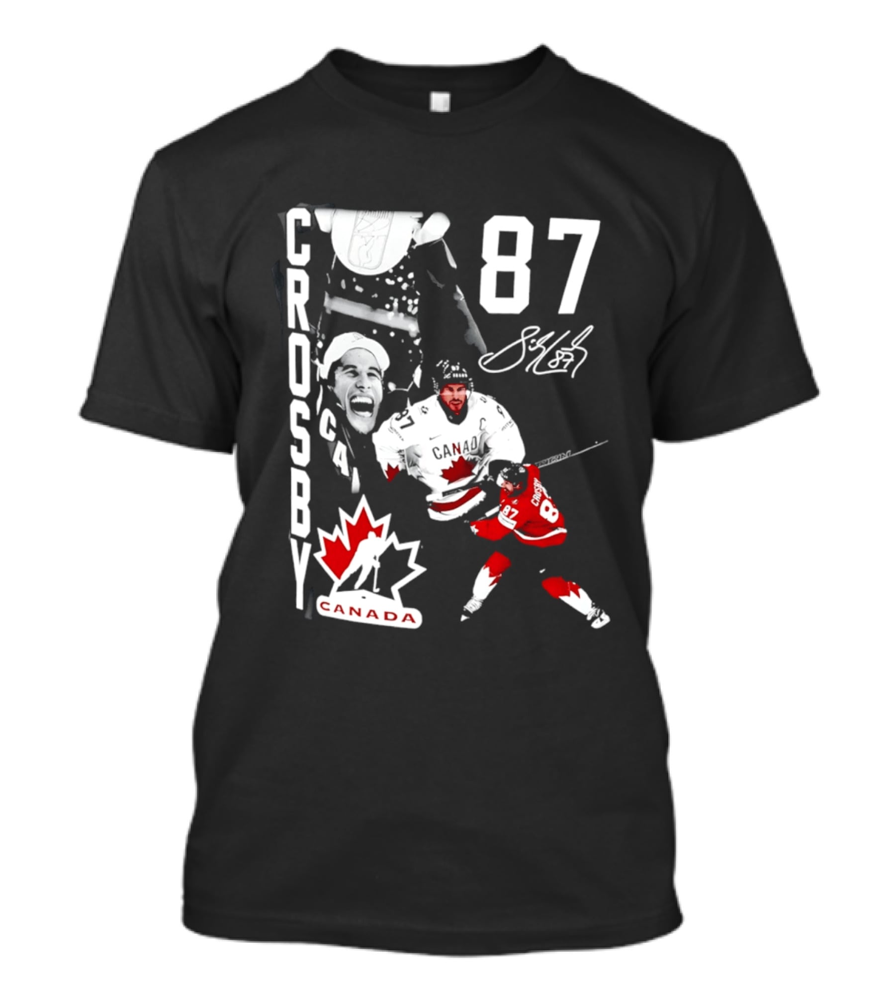 Crosby 87 Canada Hockey Maple Leaf Number Signature T-Shirt