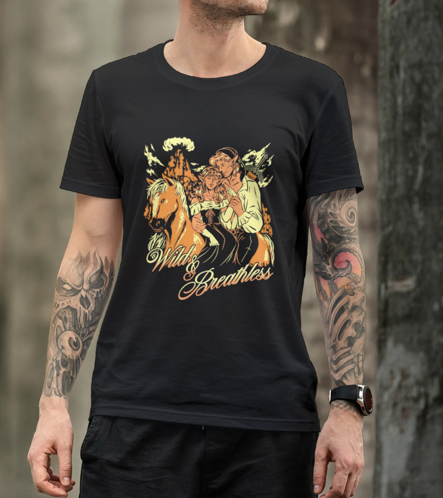 Wild And Breathless Adventure Retro Style Horseback Scene T-Shirt