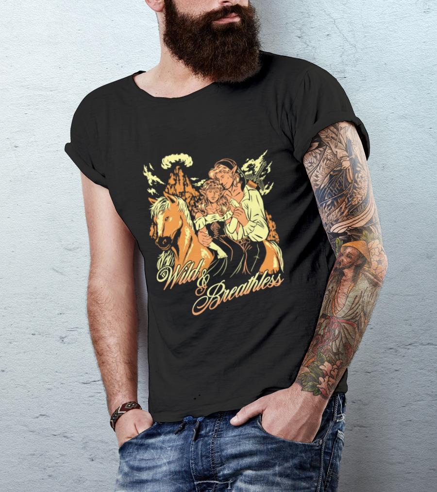 Wild And Breathless Adventure Retro Style Horseback Scene T-Shirt