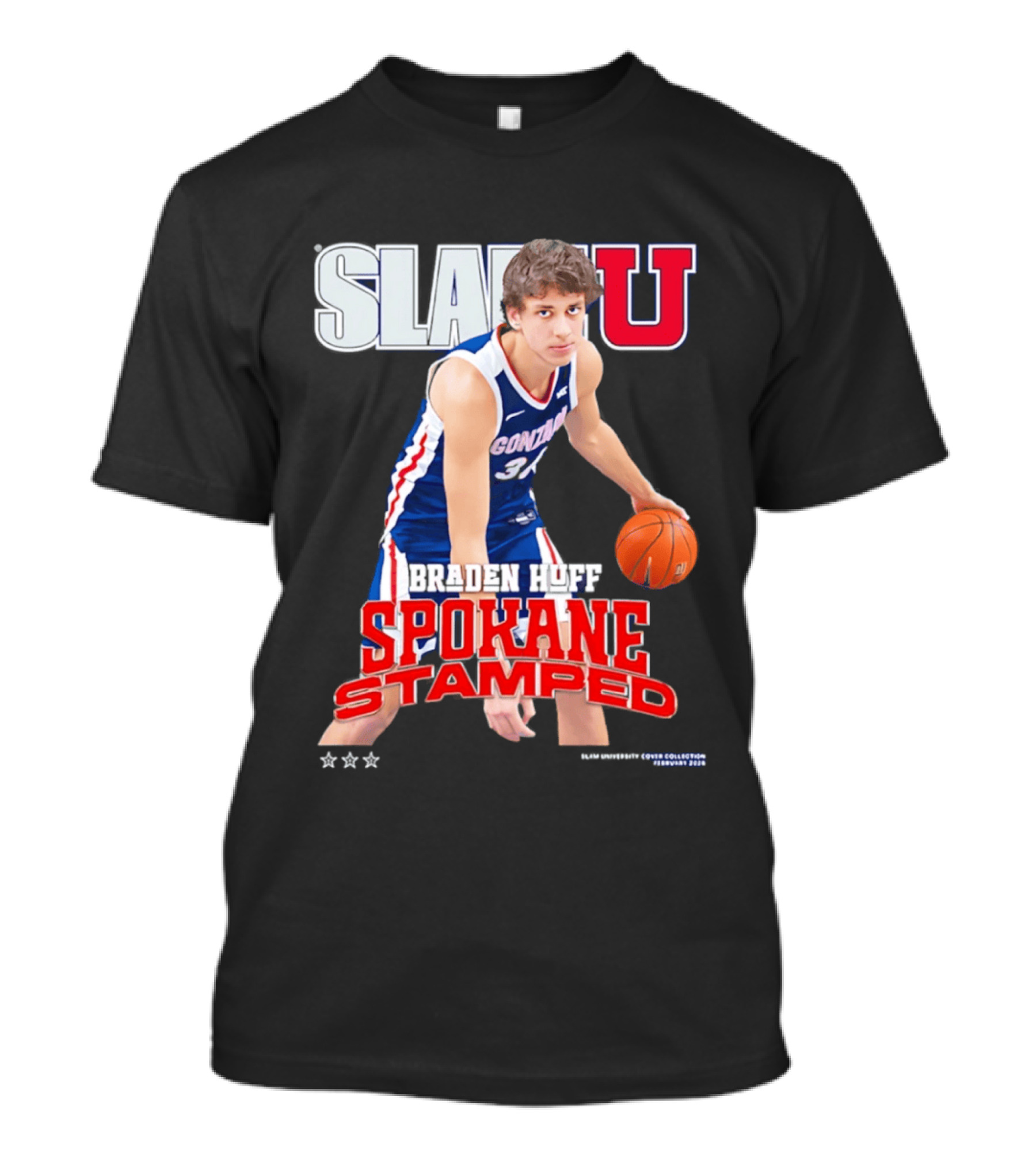 Braden Huff Gonzaga Bulldogs SlamU Spokane Stamped Basketball T-Shirt