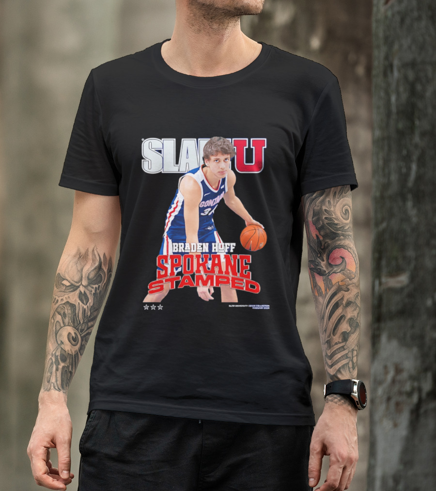 Braden Huff Gonzaga Bulldogs SlamU Spokane Stamped Basketball T-Shirt