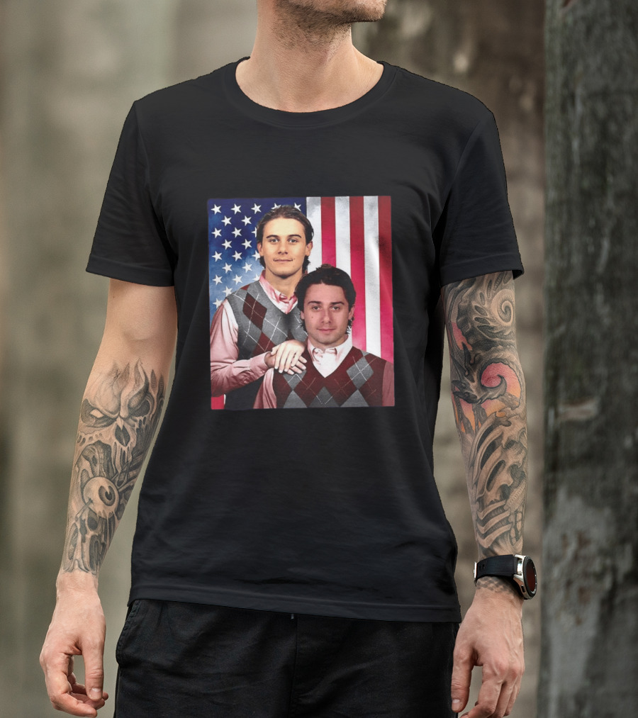 Jack Quinn Hughes USA Hockey Step Brothers American Flag T-Shirt
