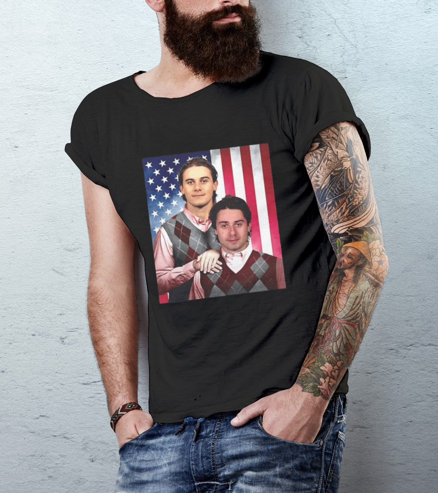 Jack Quinn Hughes USA Hockey Step Brothers American Flag T-Shirt