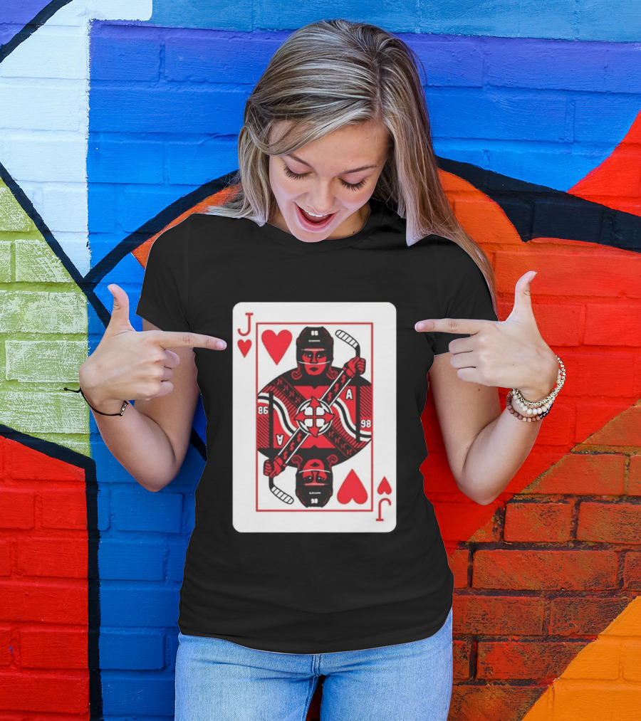 Jack Hughes Playing Card Hockey Jersey 86 Jack Of Hearts Ace T-Shirt