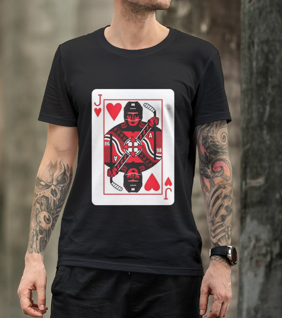Jack Hughes Playing Card Hockey Jersey 86 Jack Of Hearts Ace T-Shirt