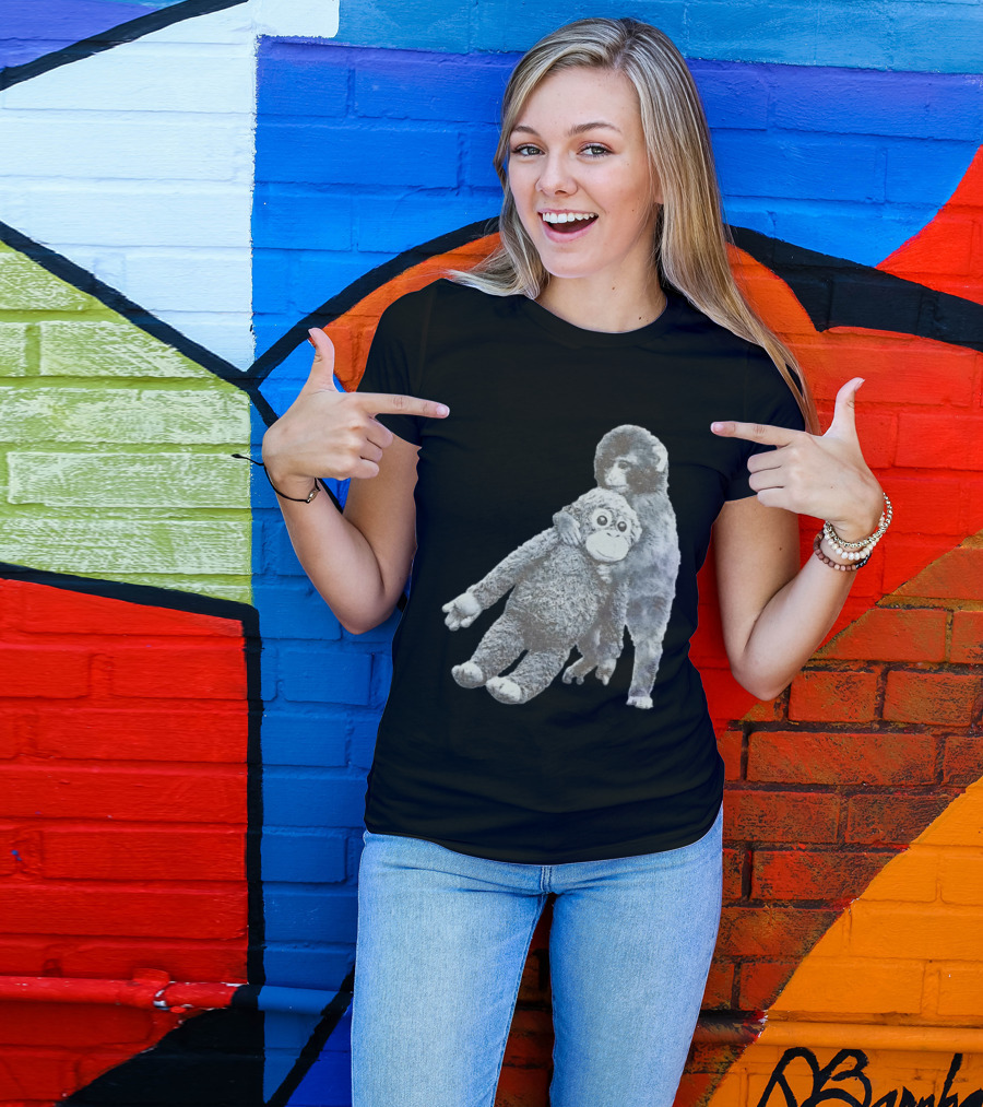 Punch Kun Monkey Plush Toy Hugging Scene T-Shirt