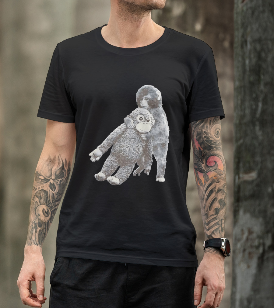 Punch Kun Monkey Plush Toy Hugging Scene T-Shirt