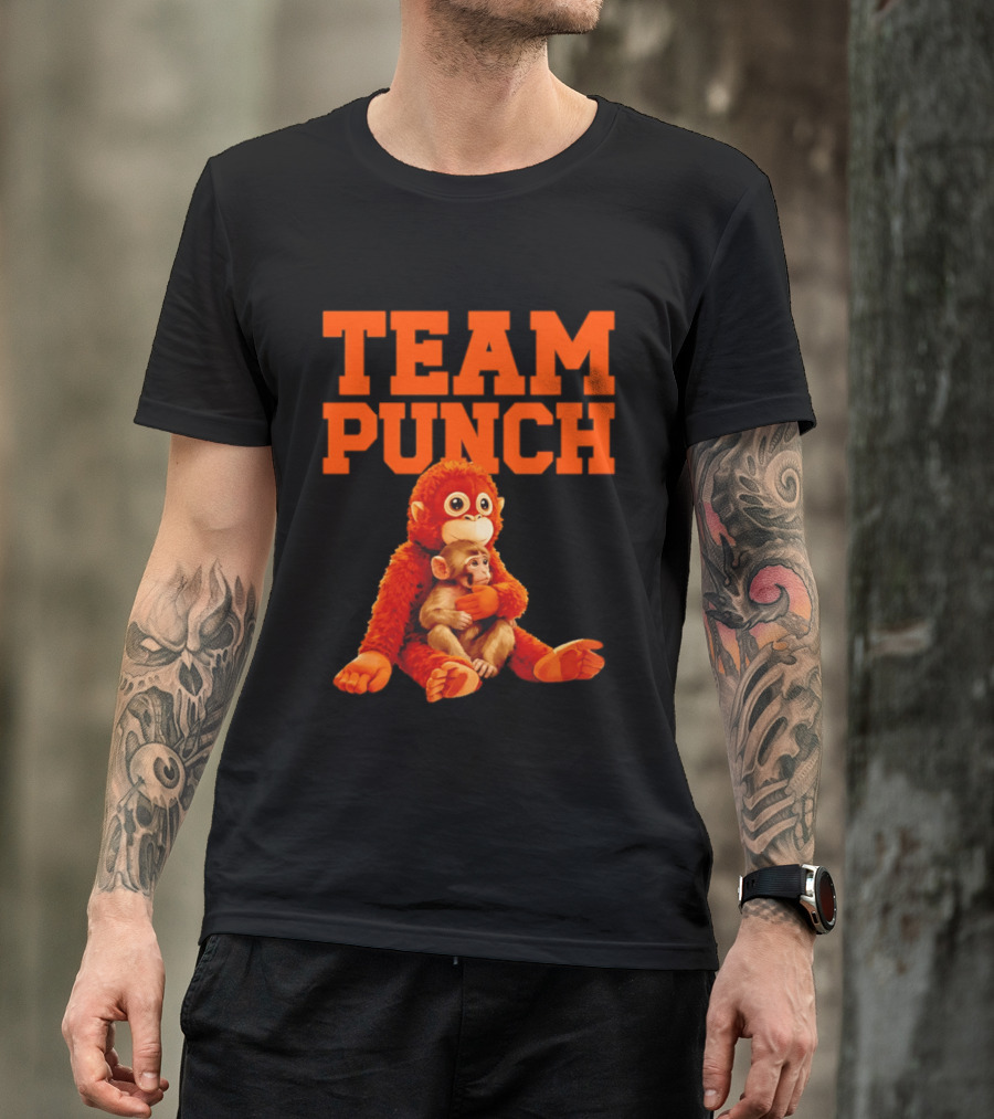 Team Punch Monkey Duo 2026 Vibrant Orange Characters T-Shirt